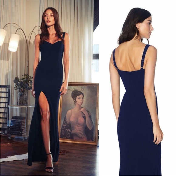 dress the population estella Dress the Population estella navy blue split hem maxi dress womens M gown
